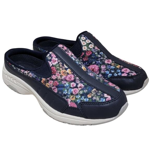 Easy Spirit Women Travel Time 594 Slip On Mule Clogs Size US 5M Navy Floral - Picture 2 of 7